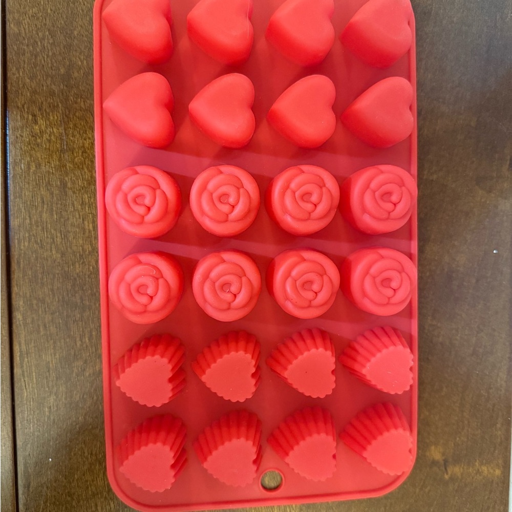 Heart and Rose Silicone Mold - Red